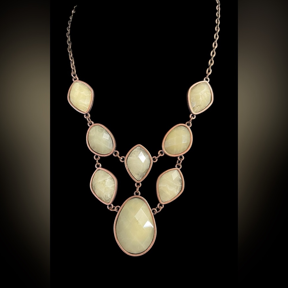 Trio: Vintage Copper Trimed Jewelry Set w/Cream Stone